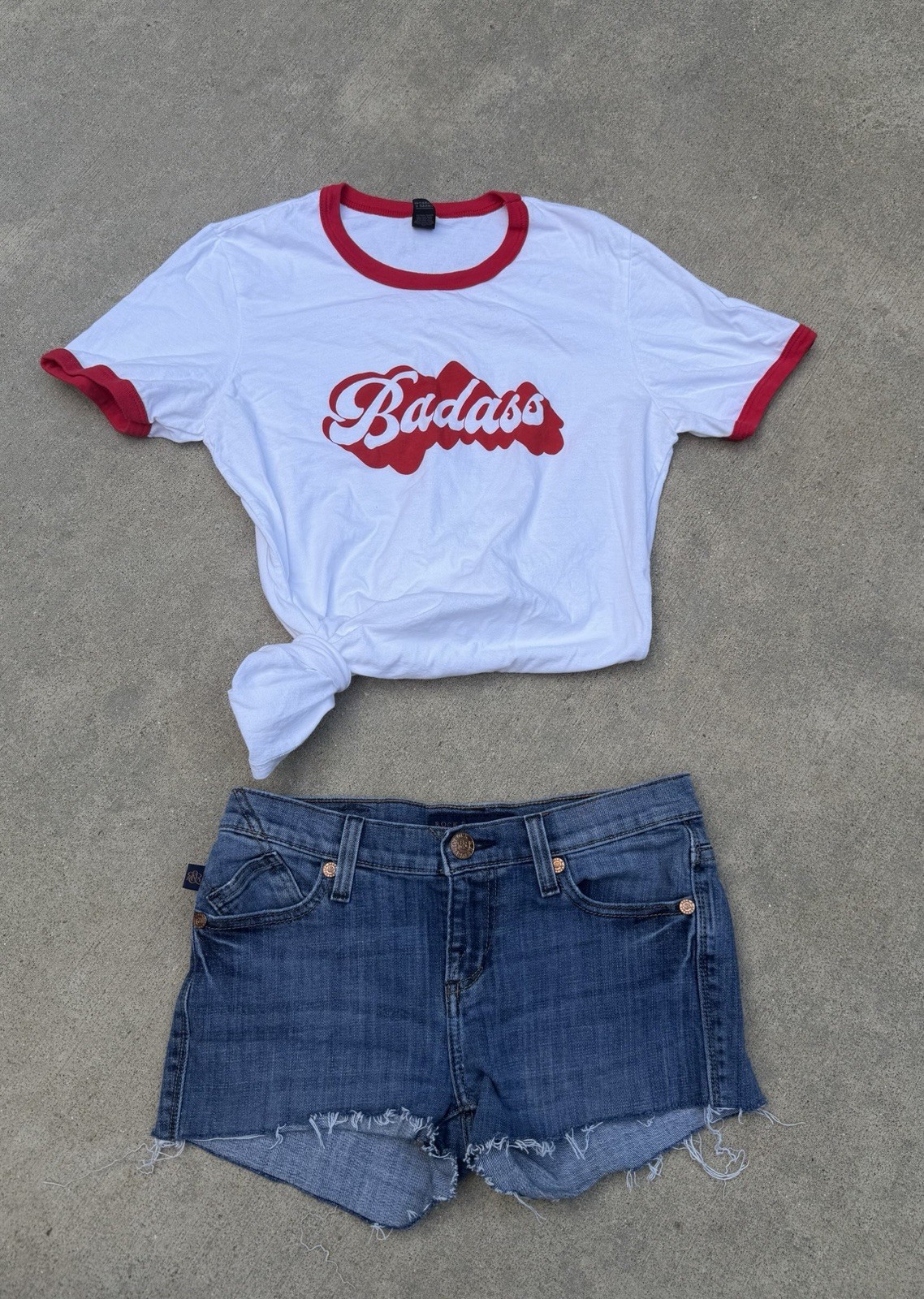 Vintage Style White Red Ringer Tee Anvil Small Y2K Cotton Baby T Shirt