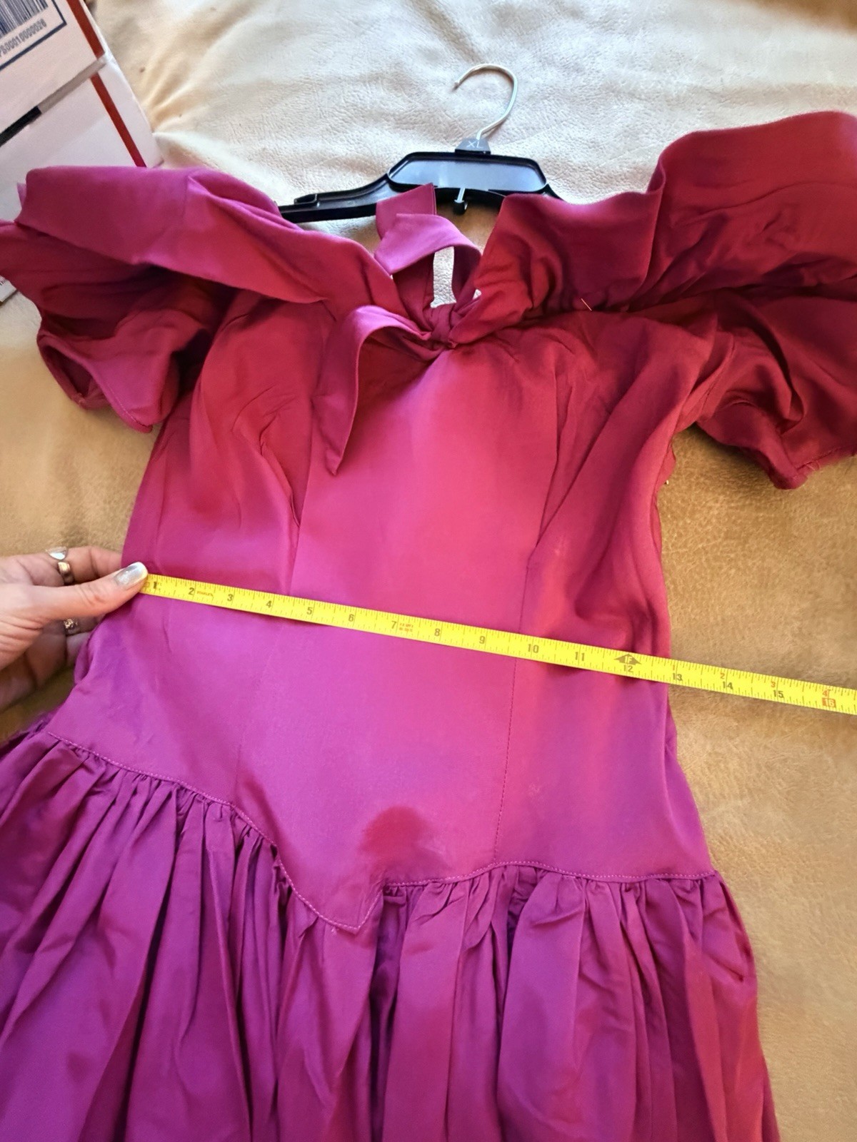 Vintage 80s Pink Taffeta Party Prom Bridesmaid Dress sz S 26” Waist