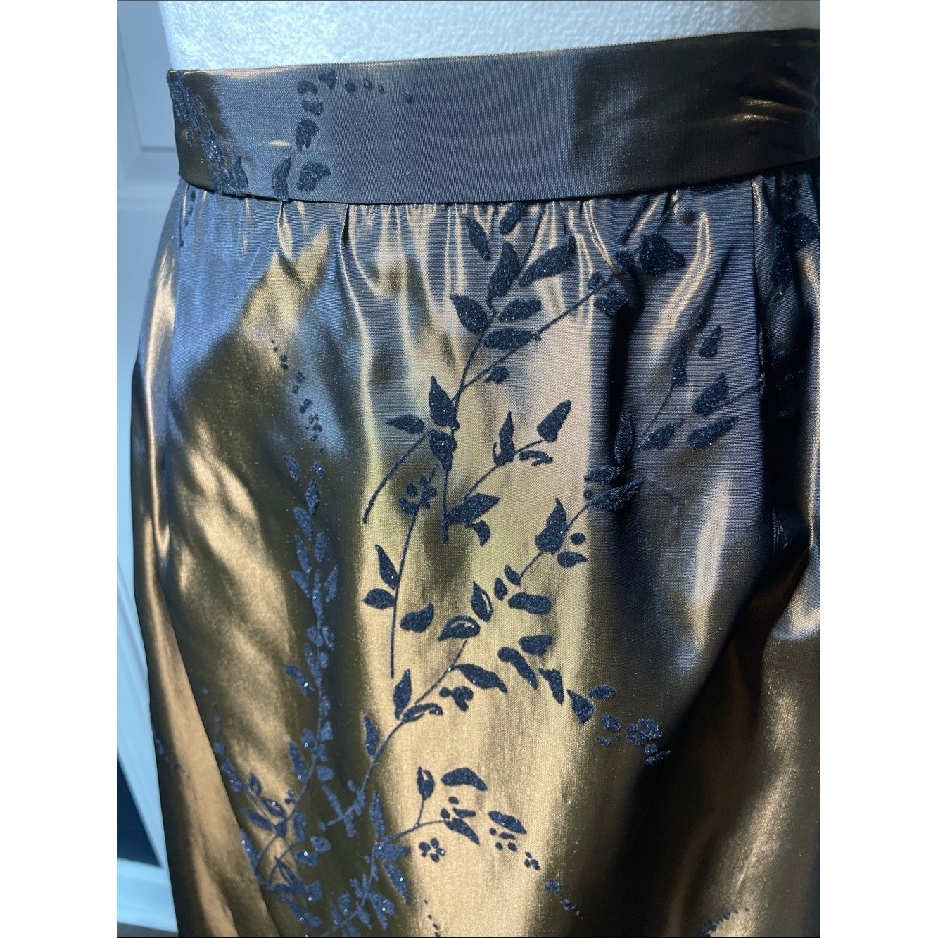 NWT Vintage 90s Jeffrey & Dara Maxi Bronze Taffeta Skirt Size 14W