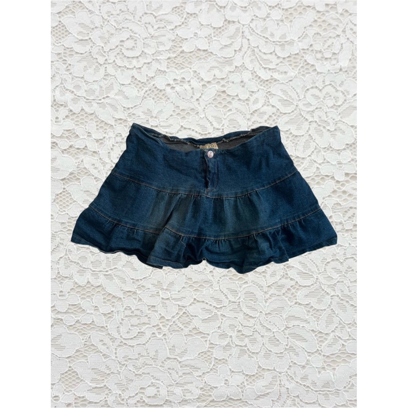 vintage y2k tiered denim mini skirt