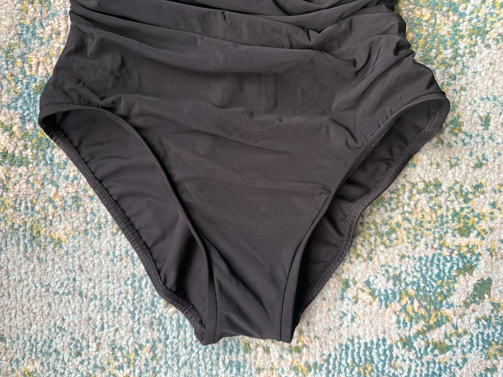 Vintage 90s Miraclesuit gathered deep v slimming one piece swimsuit, size 12