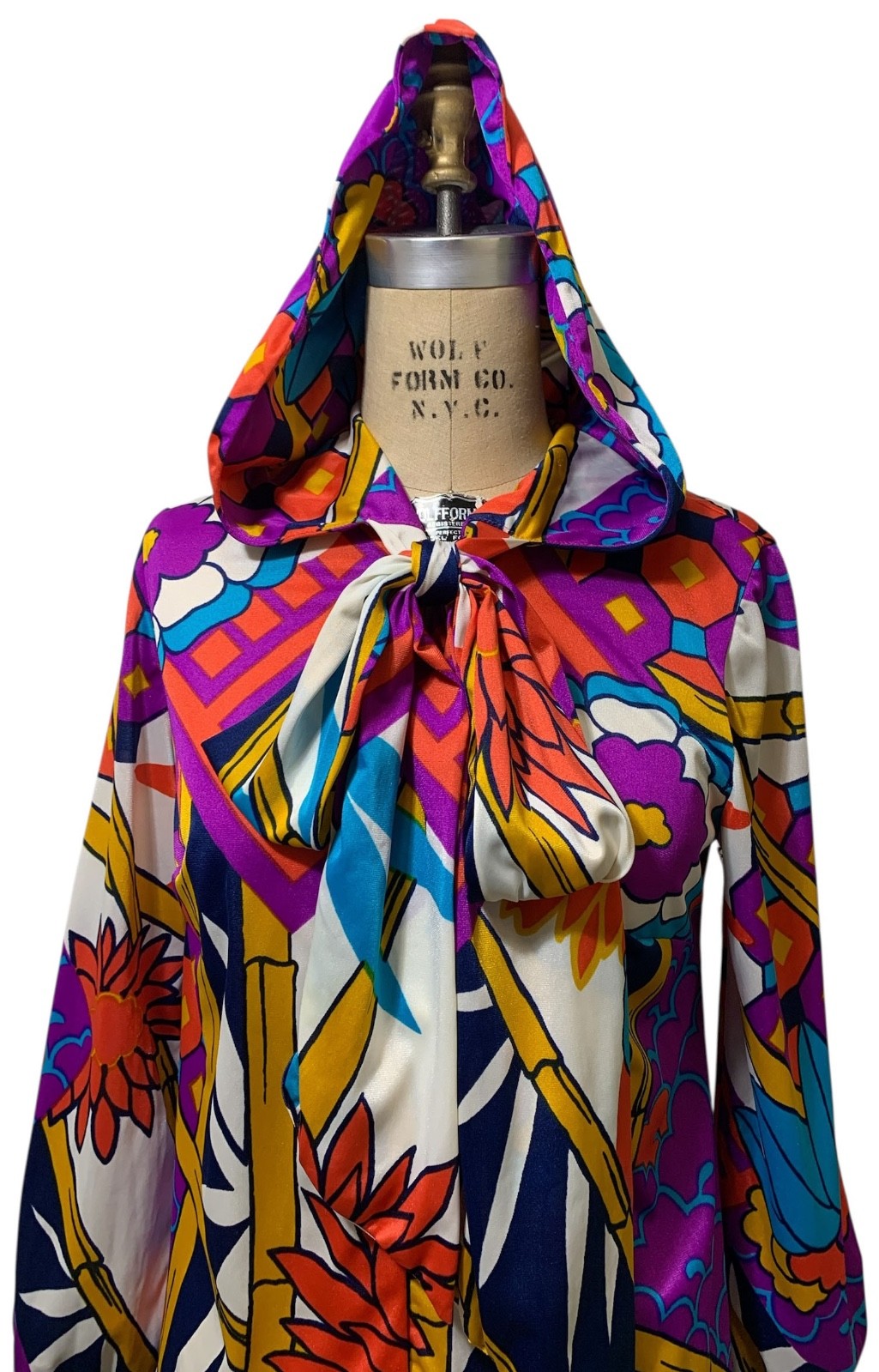 COLE of CALIFORNIA Vintage 70s Women&rsquo;s Hooded Beach Cover-Up Caftan Dress Sz M/L