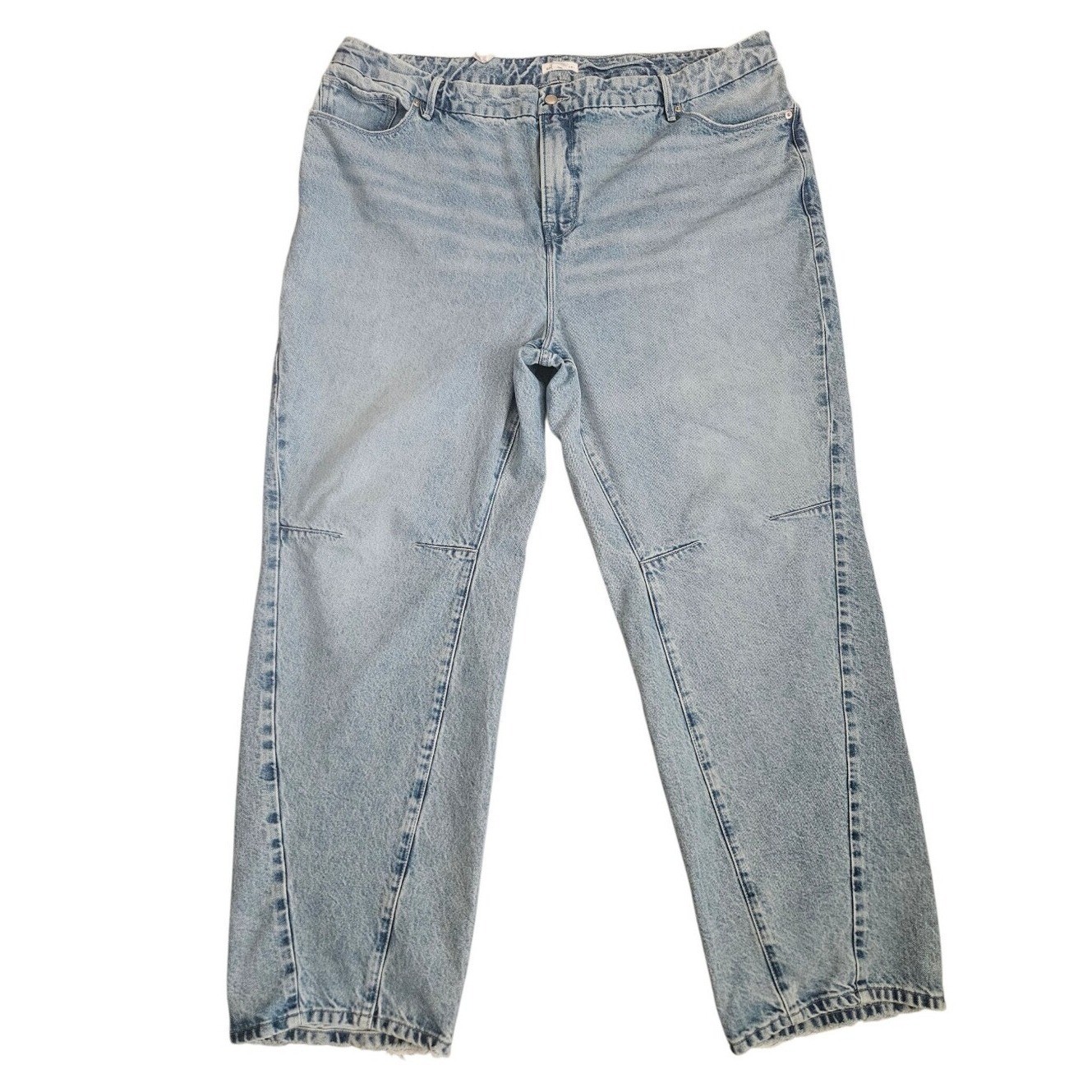 Good American Womens Good 90&rsquo;s Drawstring Light Blue Jeans Sz 18 Relaxed