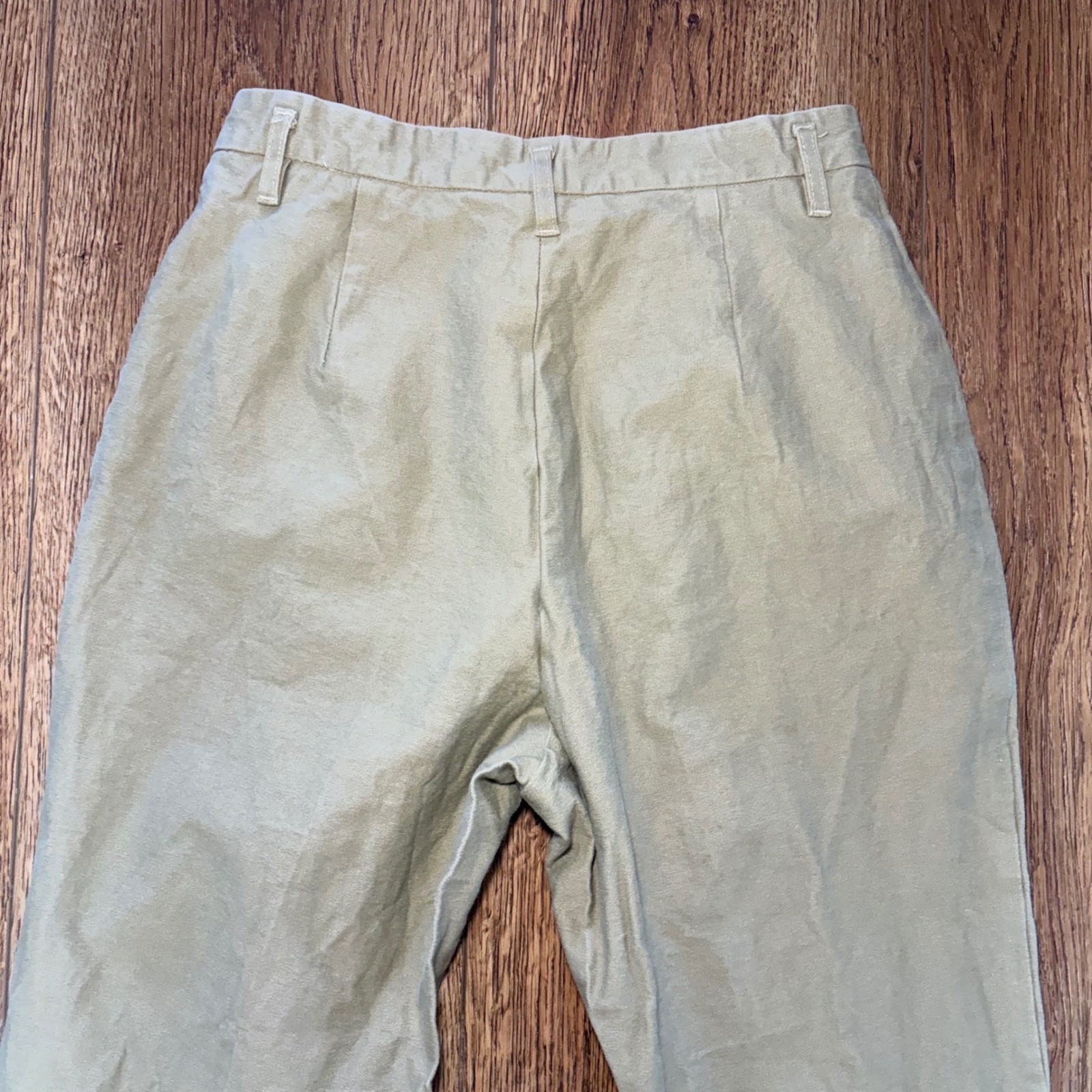 90s Et Vous Vintage Stirrup Pants Womens 10 Made in France Khaki High Waist READ