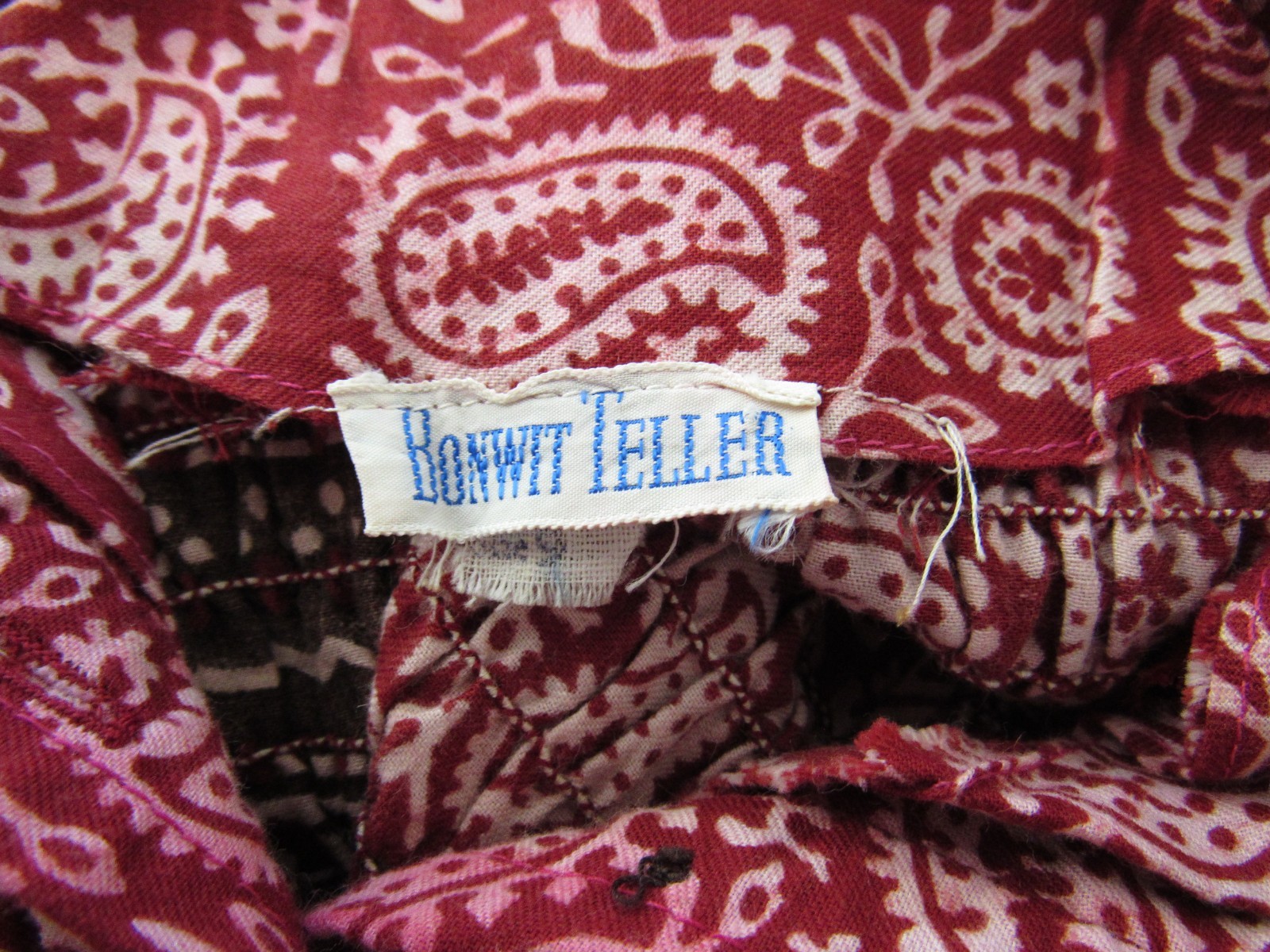 Vintage 70s Bonwit Teller 2pc India Hand Block Cotton Top Wrap Skirt Small