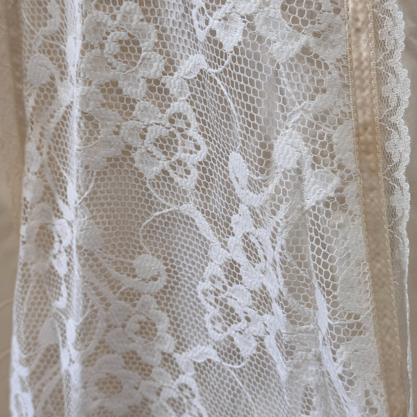 Vintage 70s Ivory Cream Lace Prairie Maxi Dress Size 11 Cottagecore Wedding Boho
