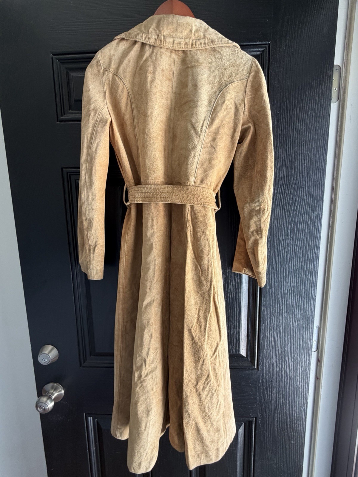 Vintage SAKS FIFTH AVE Young Dimensions Wrap Ultra Suede ? Trench Coat Tan Color