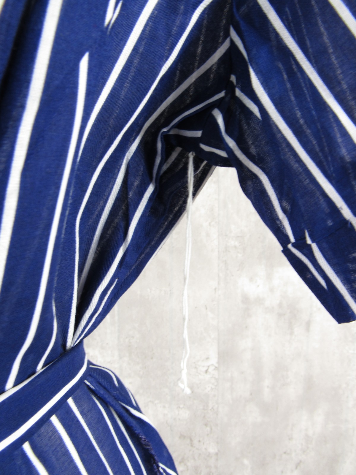Vintage 40s 50s NEW NOS Blue White Striped Cotton Shirtdress Belted XL Bust 50&Prime;