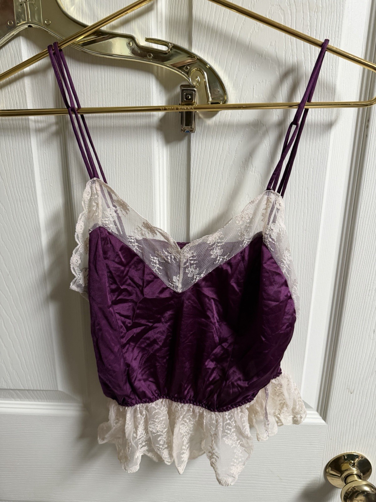 Vintage Lily of France Top Lace Purple Coquette ILGWU Crop Sexy Small