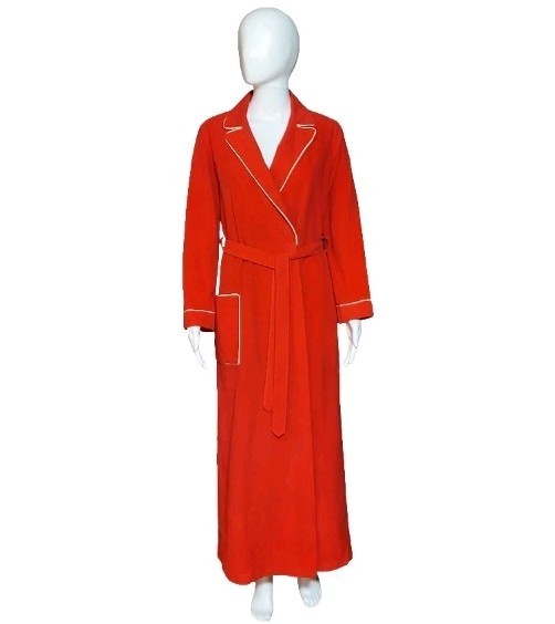 Vintage 70&rsquo;s Montgomery Ward Red Brushed Velour/Felt Robe Size Small