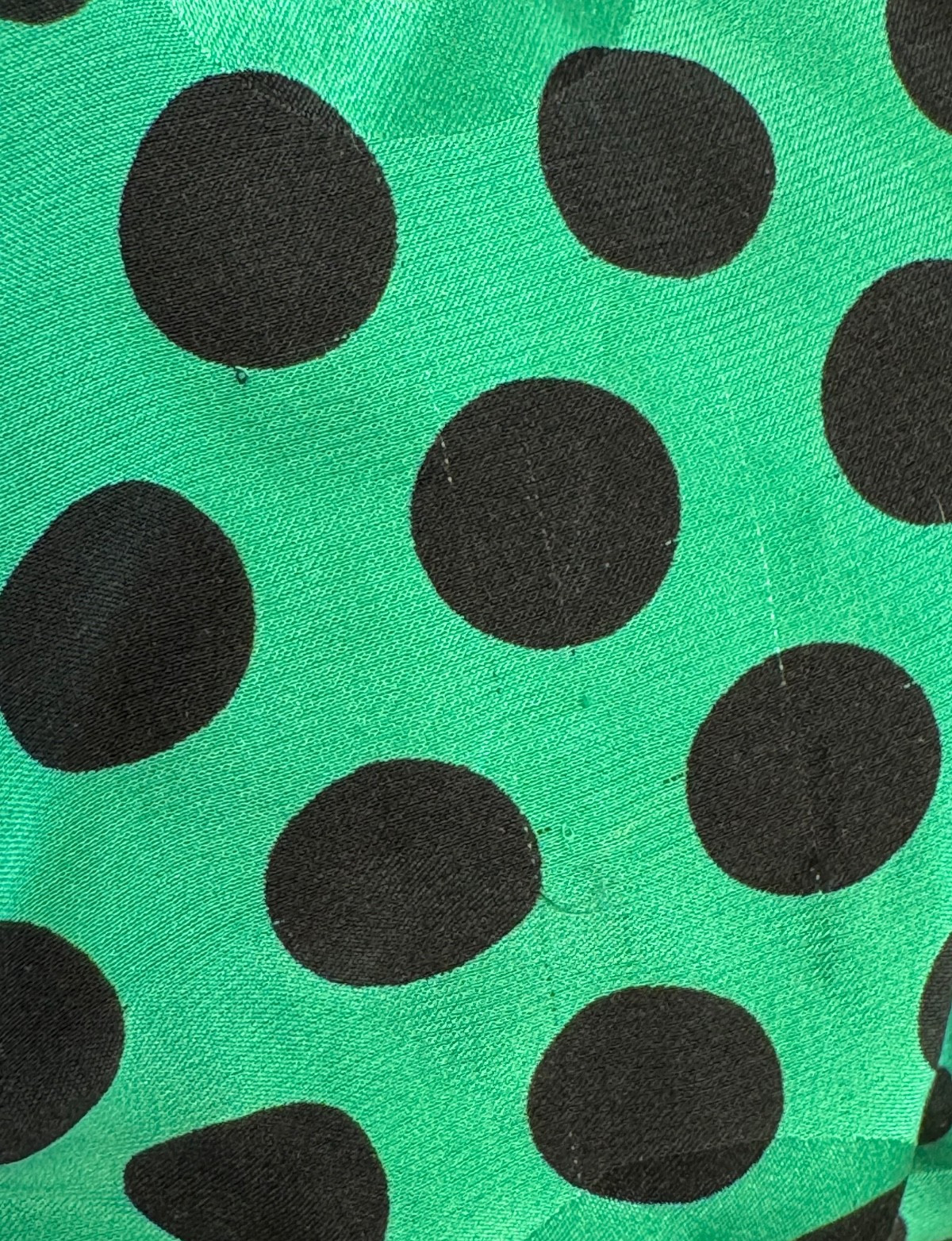 Vintage Emanuel Ungaro Ter silk green black polka dot dress size 6