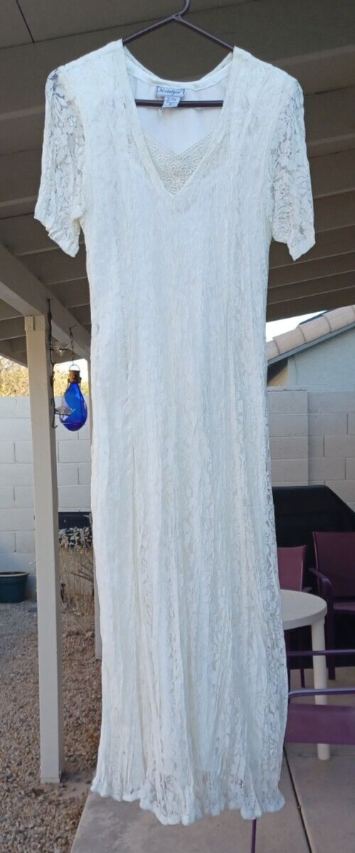 Vintage  » Nostalgia » Dress Floral Lace Cottage Wedding earthy Romantic dress M