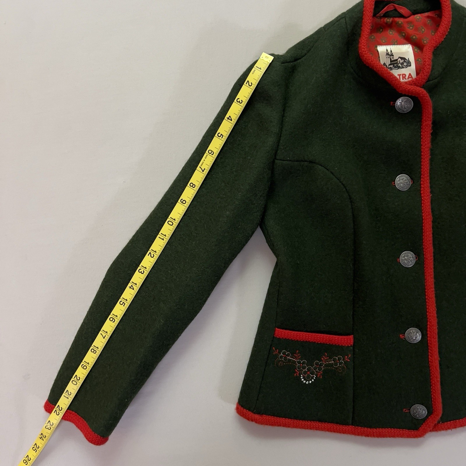 Vintage GU-TRA Austrian Walkjanker Wool Jacket Women 38 Trachten Green
