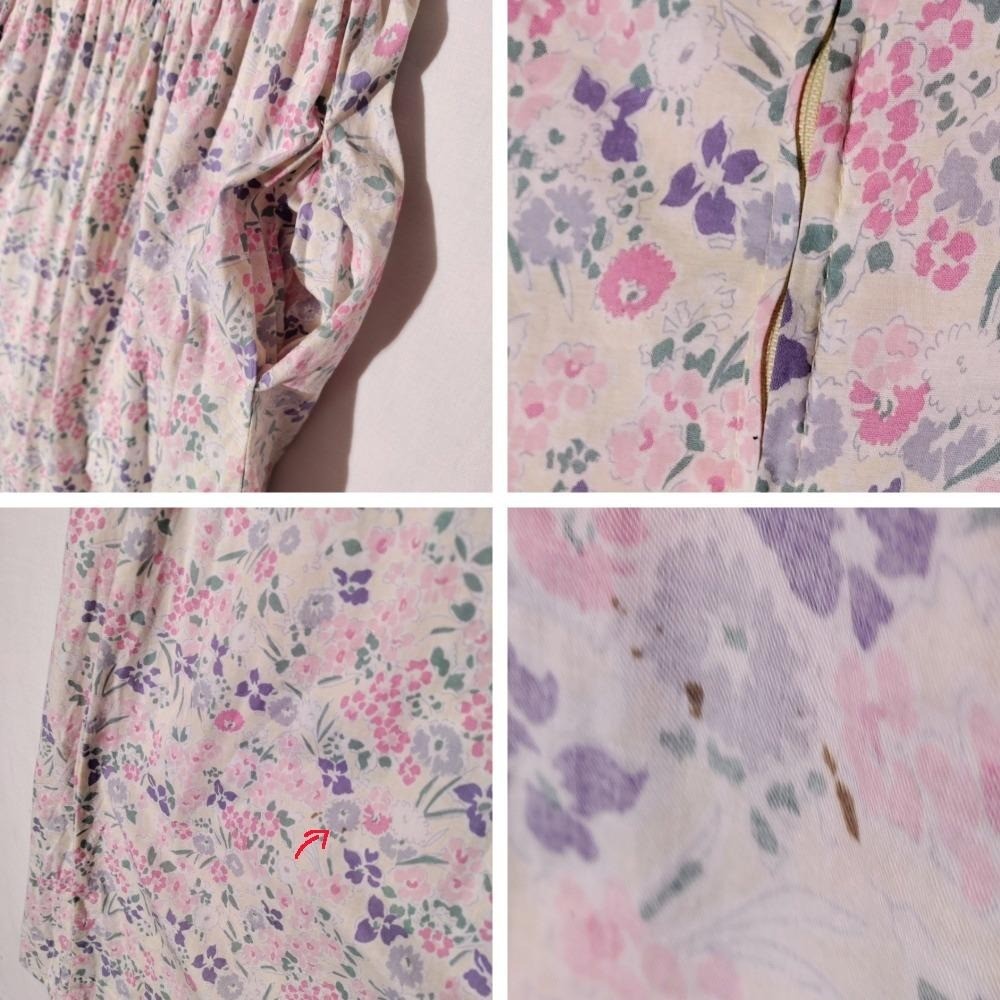Vintage Laura Ashley Floral Cotton Dress Made in Great Britain Pink USA 8