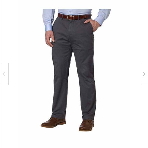 KIRKLAND SIGNAURE MEN&rsquo;S STRAIGHT LEG CHINO PANTS (FORGED IRON, 42X32) NWT