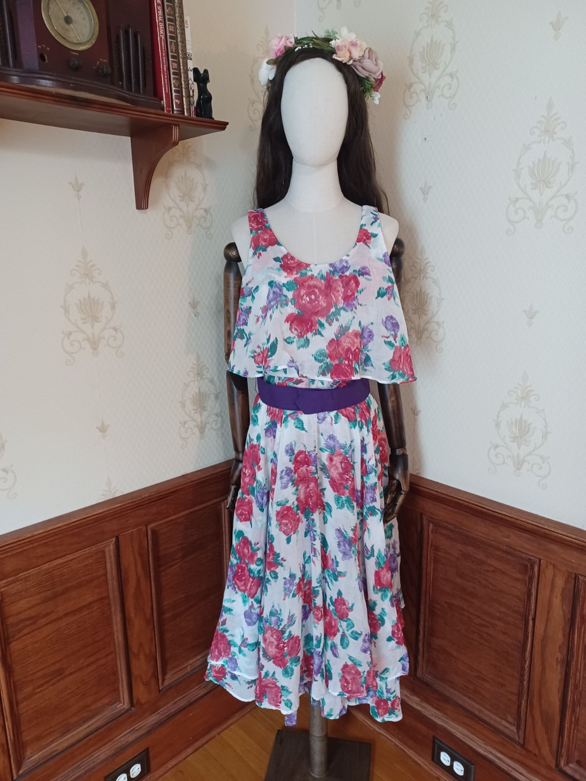 Vintage 1980s L. Rothschild Floral Print Tiered Cottagecore Prairie Tea Dress