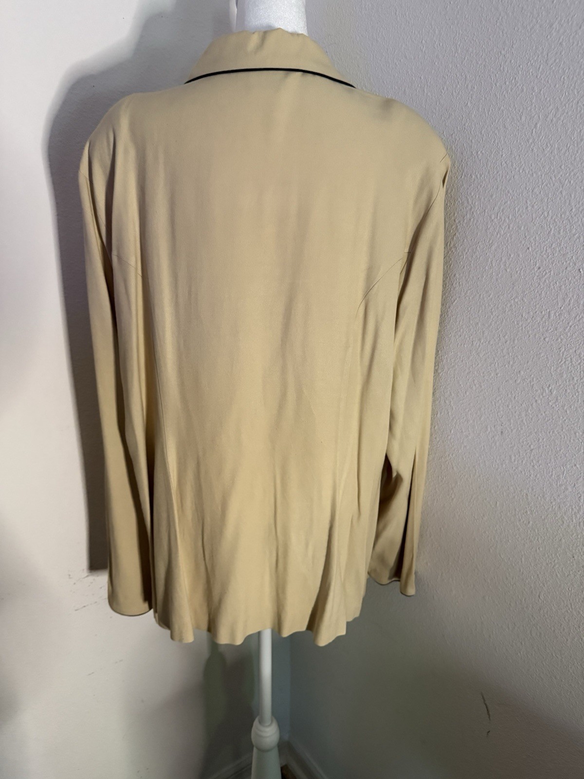 Vintage Studio C Blazer Jacket 2X Plus Beige Black Frog Closures 80s 90s 18W 20W