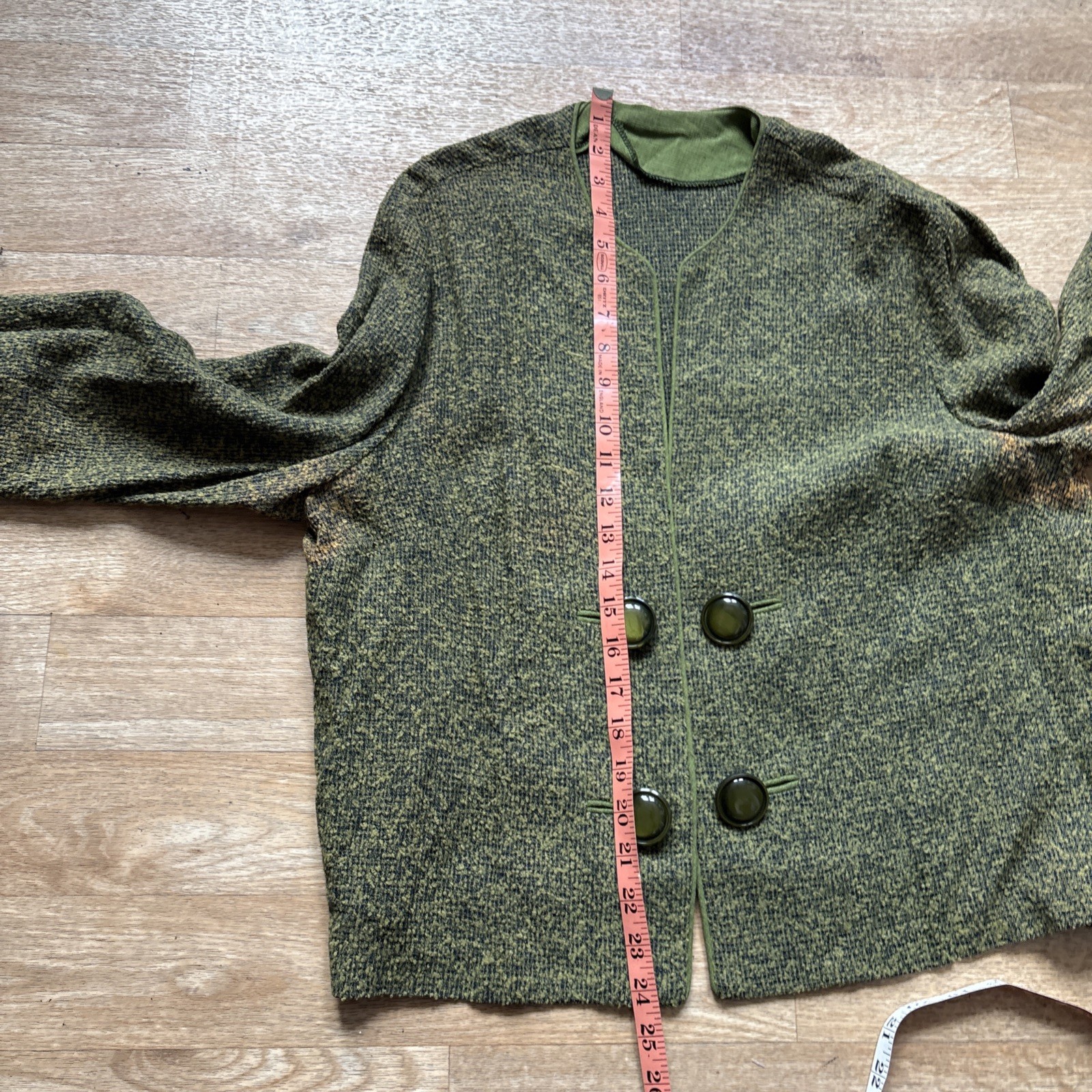 Vintage 1960’s Olive Green Tweed Long Straight Skirt 3 Piece Jacket Blouse M 60s