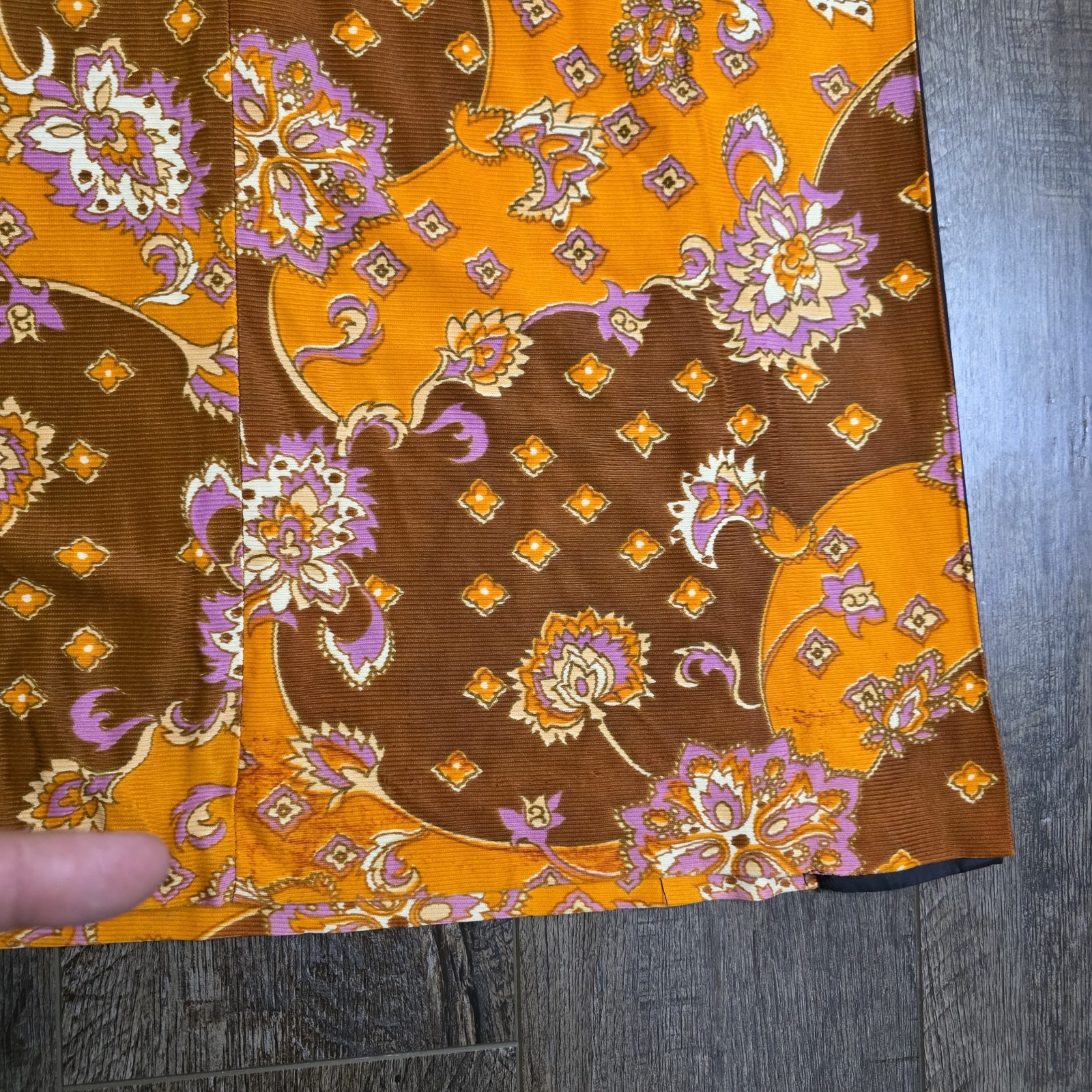 Vintage 60s 70s Maxi Dress Size 11 Orange Brown Floral Hippy Psychedelic Acetate