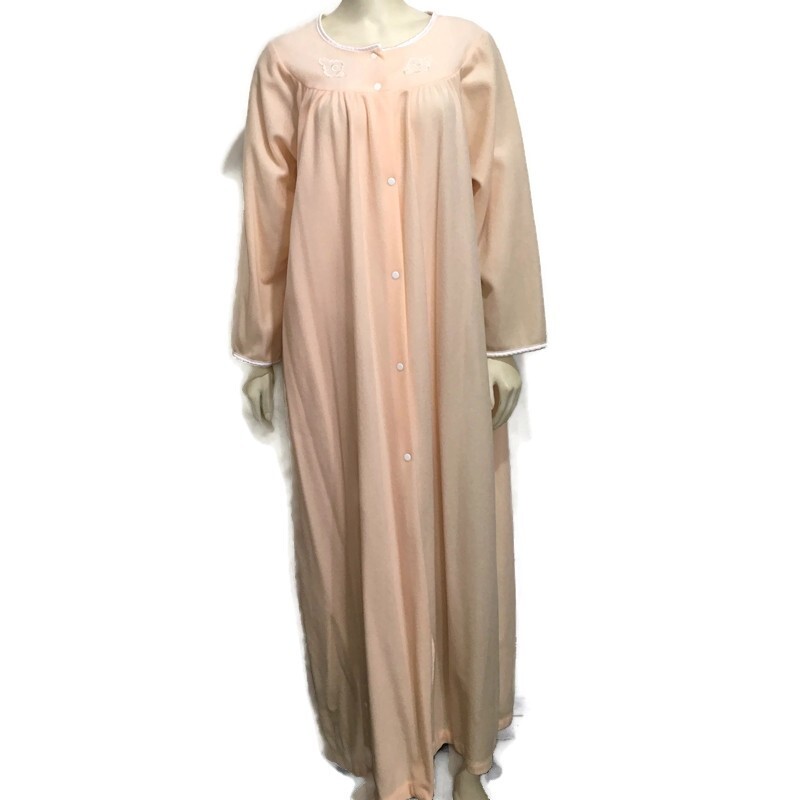 JJM 22W 2X Apricot Peach Fleece Long Snap-Front Bathrobe NEW Vintage
