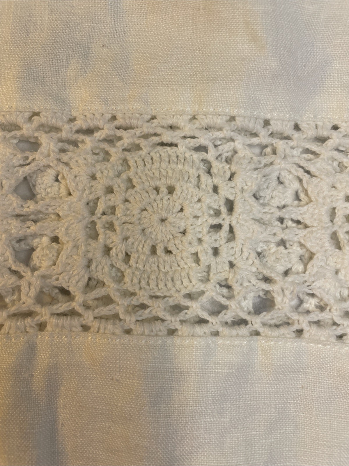 DKNY 100% Linen Bohemian Drawstring Crochet Hem Skirt Large