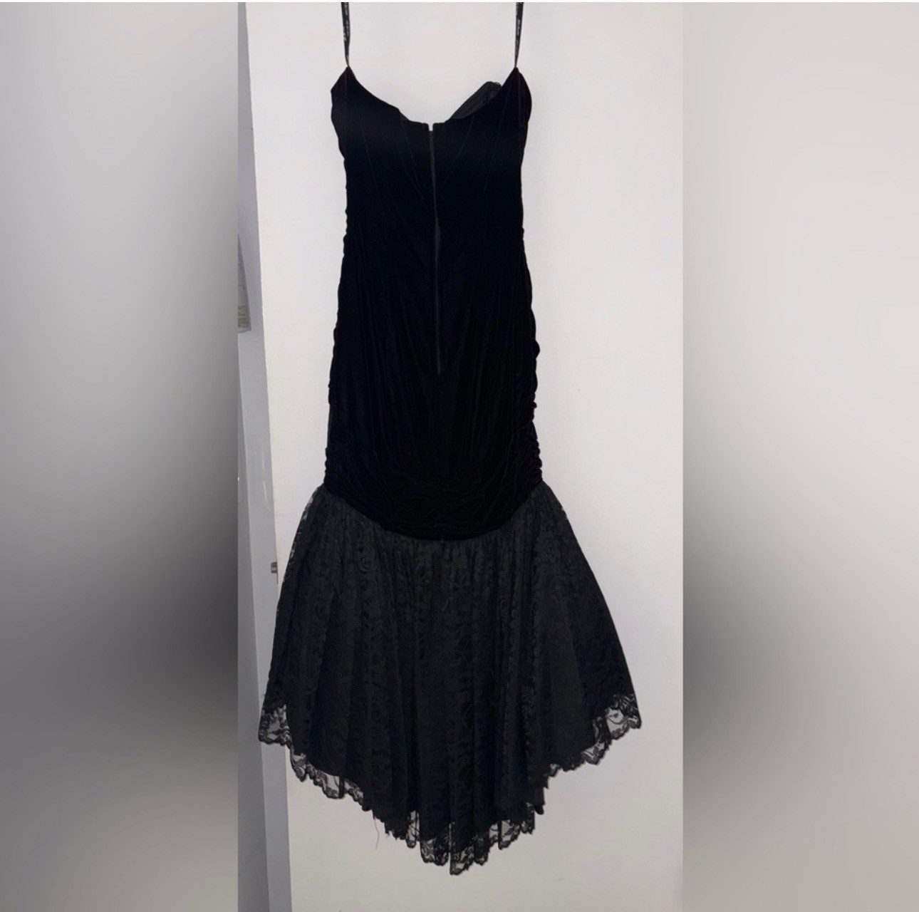 Vtg ZUM ZUM Strapless Dress Mermaid Lace Sequin Velvet Formal Prom, 5/6