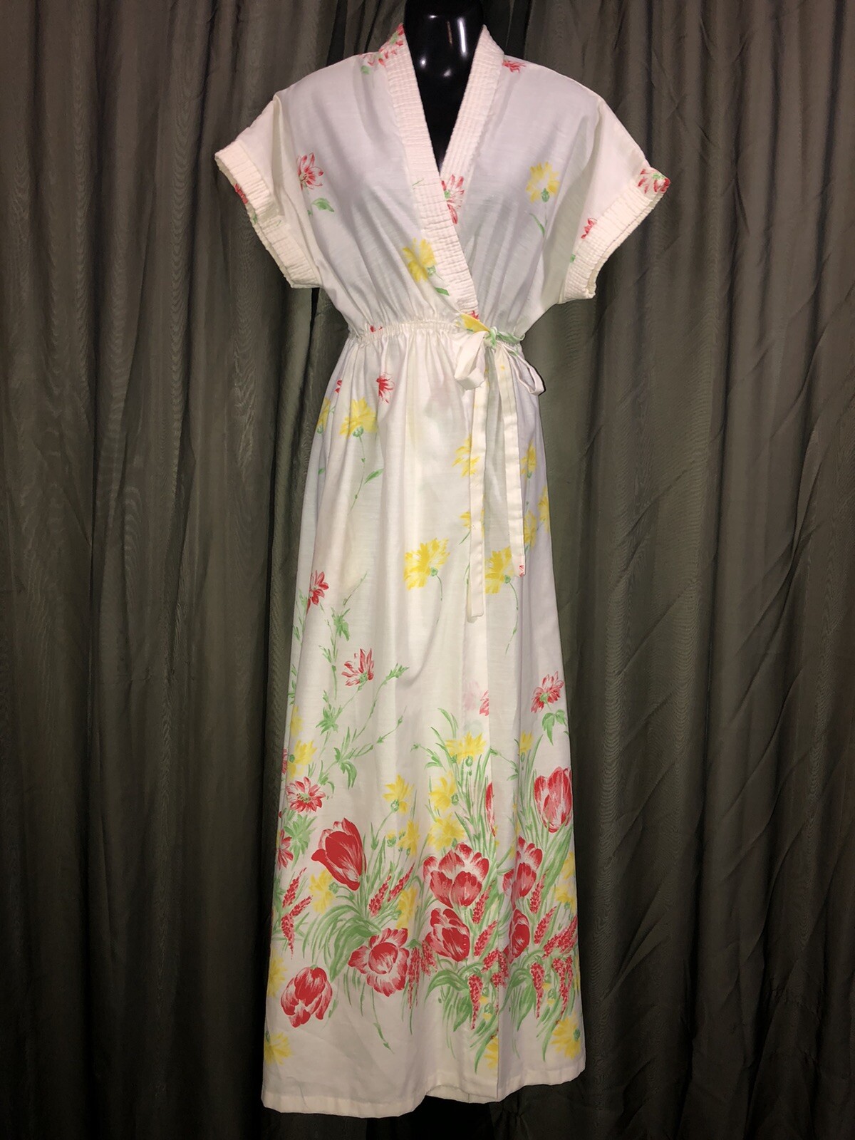 Vtg. &rsquo;50 -&rsquo;60&rsquo;S ART DECO Floral Wrap DUSTER ROBE Women&rsquo;s Size Medium 12-14