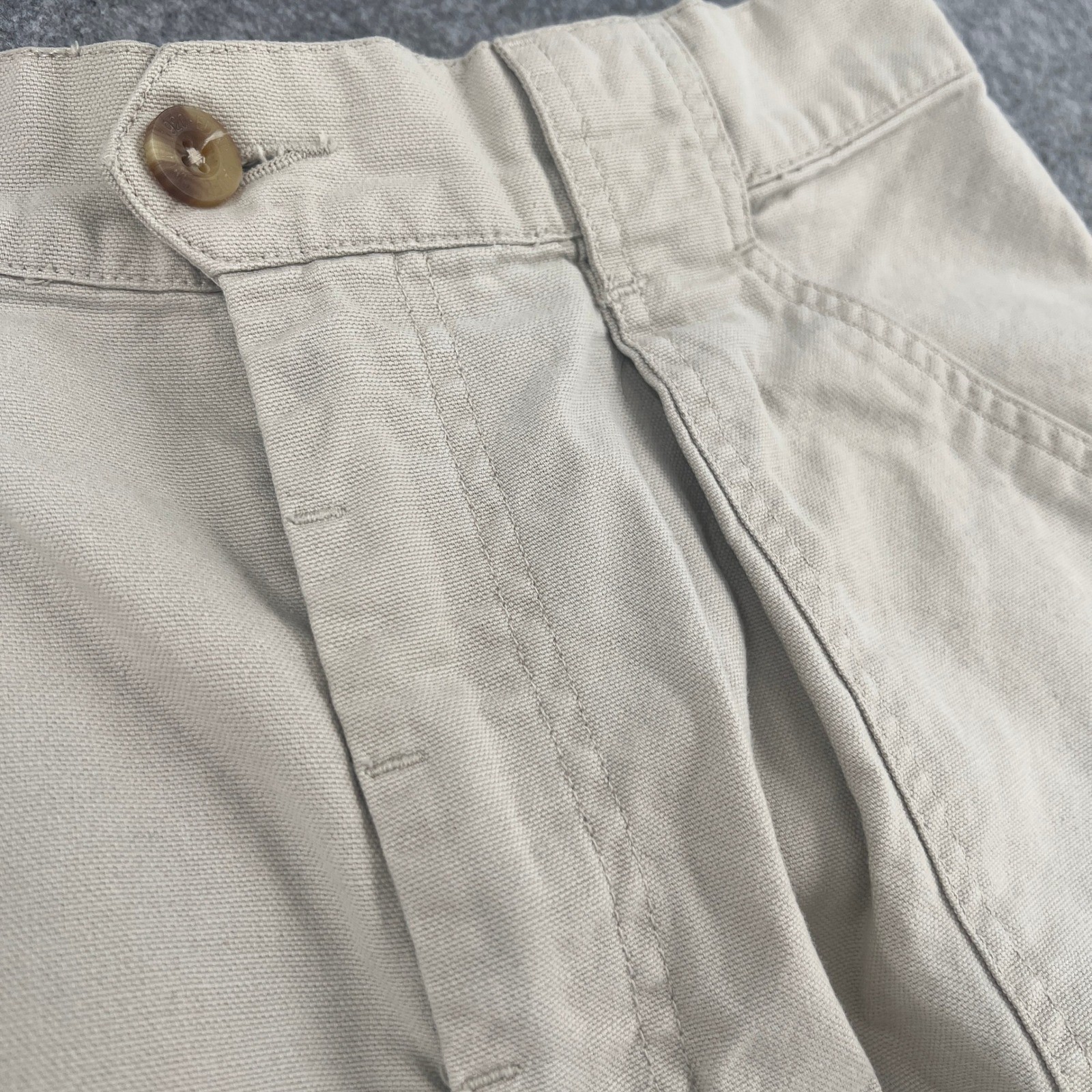 Vintage Eddie Bauer Khaki Cotton Canvas Pleated Safari Shorts Tan Mens 27