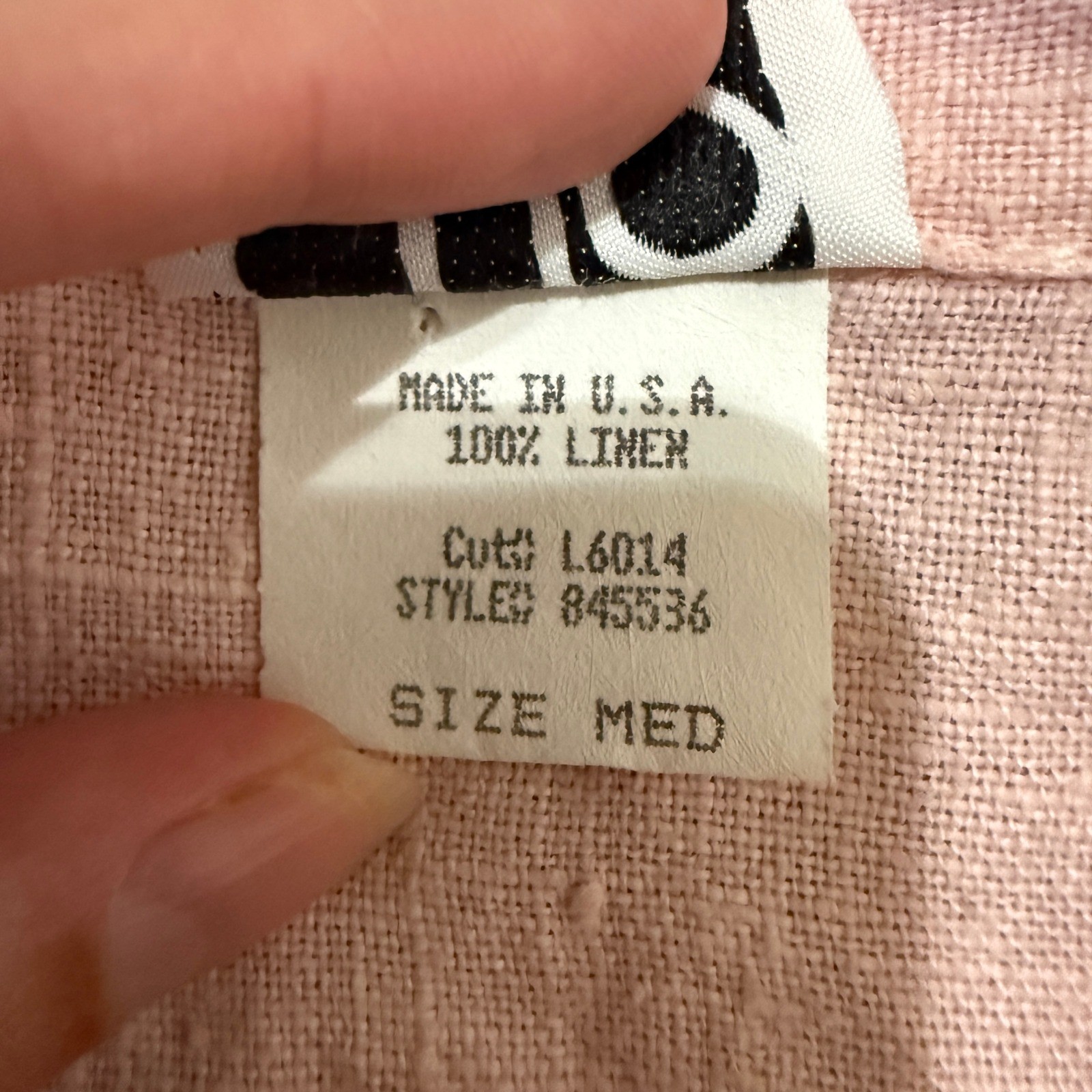 Clio Vintage 90s Linen Button Down Shirt Light Pink Short Sleeve Womens Medium