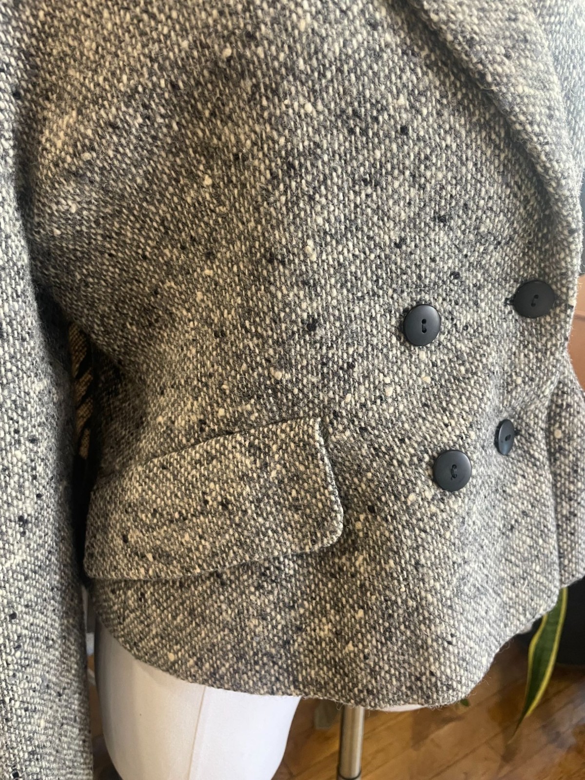 Vintage Byblos Gray and White Double Breasted Tweed Blazer