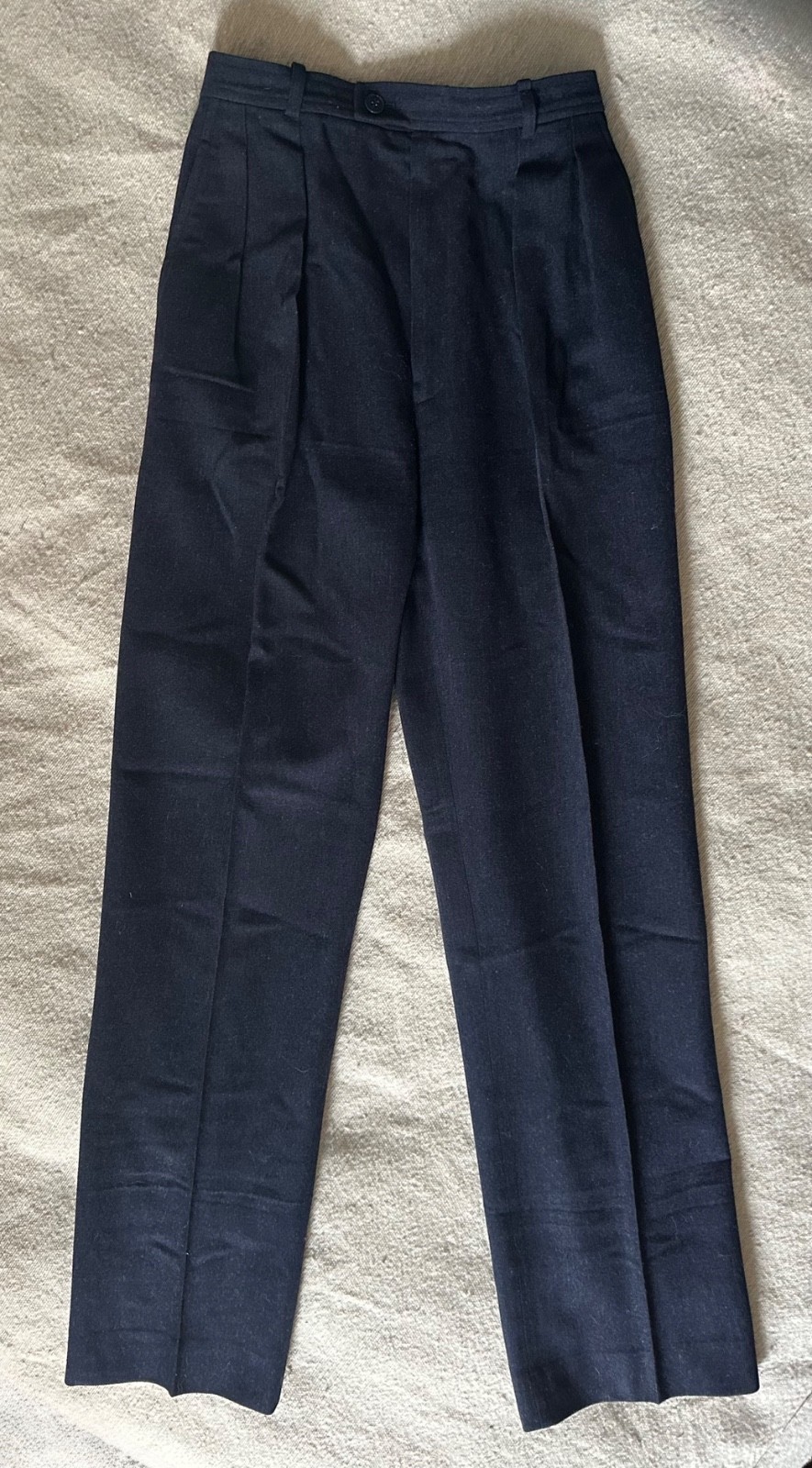 Vintage 1970s-80s Saint Laurent Rive Gauche Navy Wool Trousers FR 38 | US 4