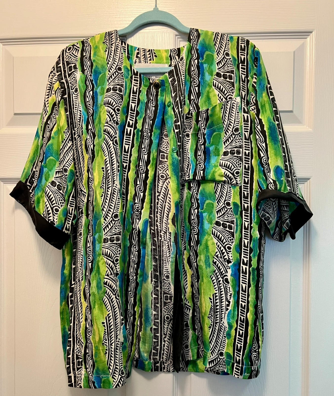 Vintage Geometric Shorts / Blouse 2pc ~ Silk Set ~ Hattie Carnegie ~ Size Small