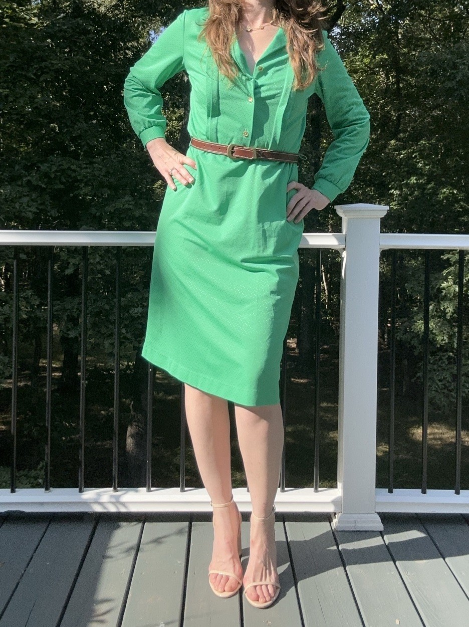 Vintage 1970’s Green Shirt Dress Modern Size Medium