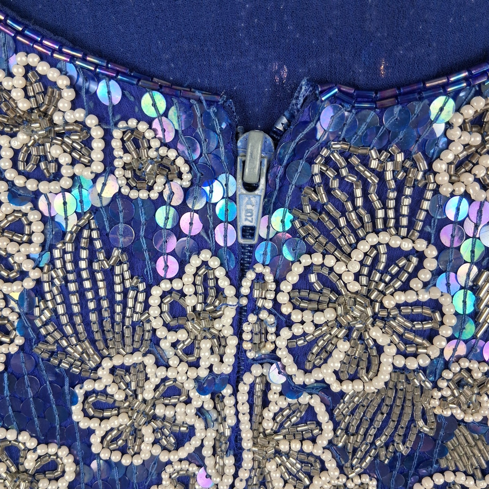 VTG Gatsby Flapper Evening Top Skirt Set Sequin 100% Silk Sz M Elegant India