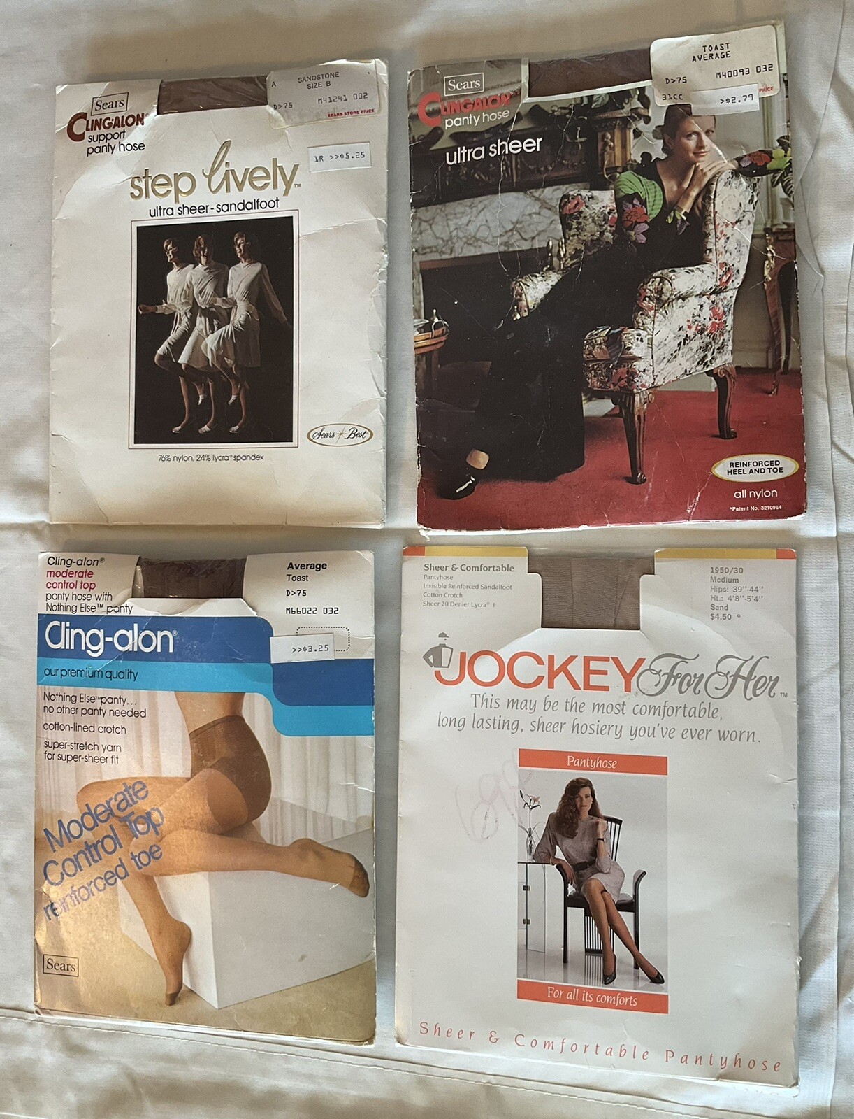 Jockey For Her Cling-alon Sears Best Vintage 4 Pc Pantyhose Lot Size Med Avg B