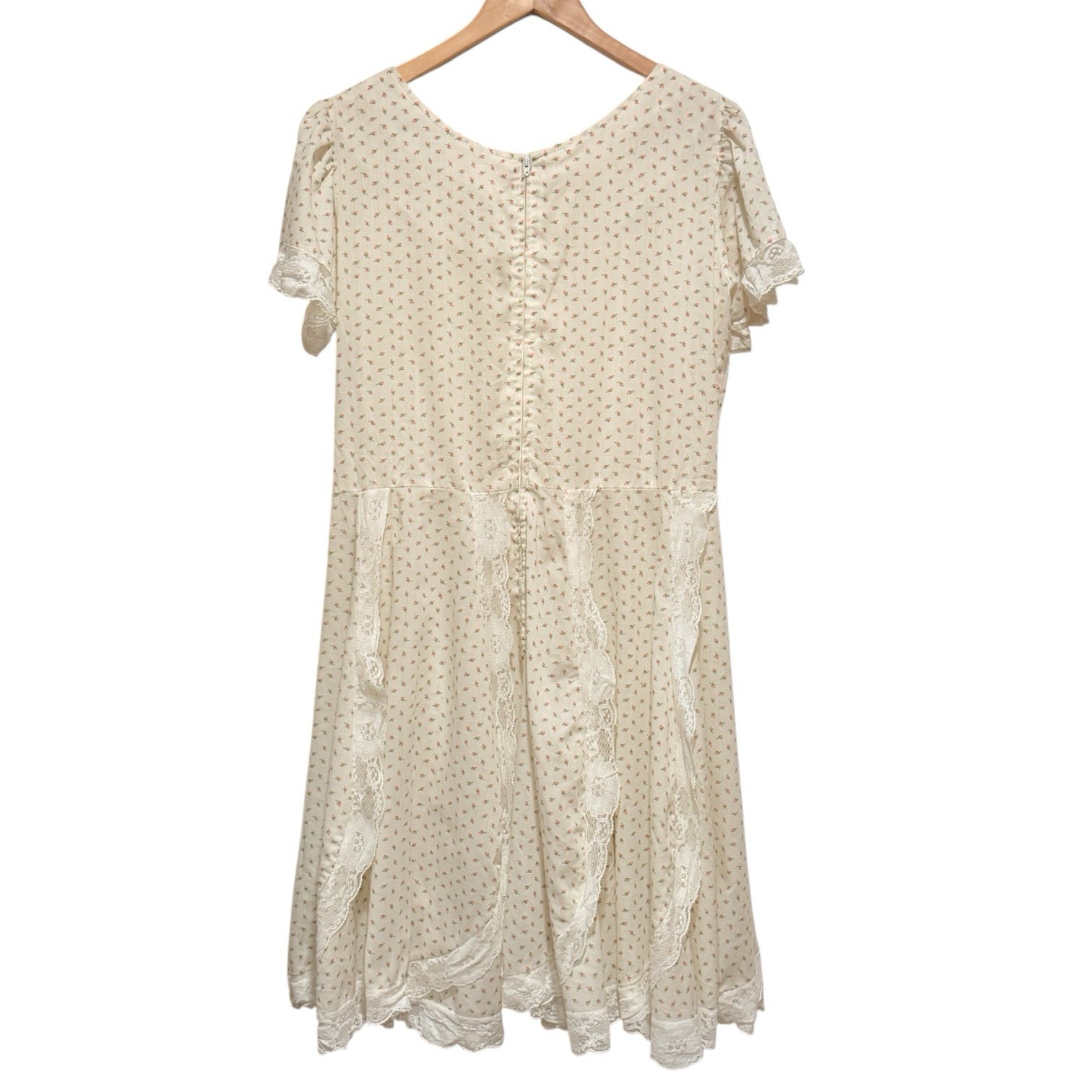 VTG Square Dance Dress Co Sz 18 Fit & Flare Midi Dress Cream Gold Floral Western