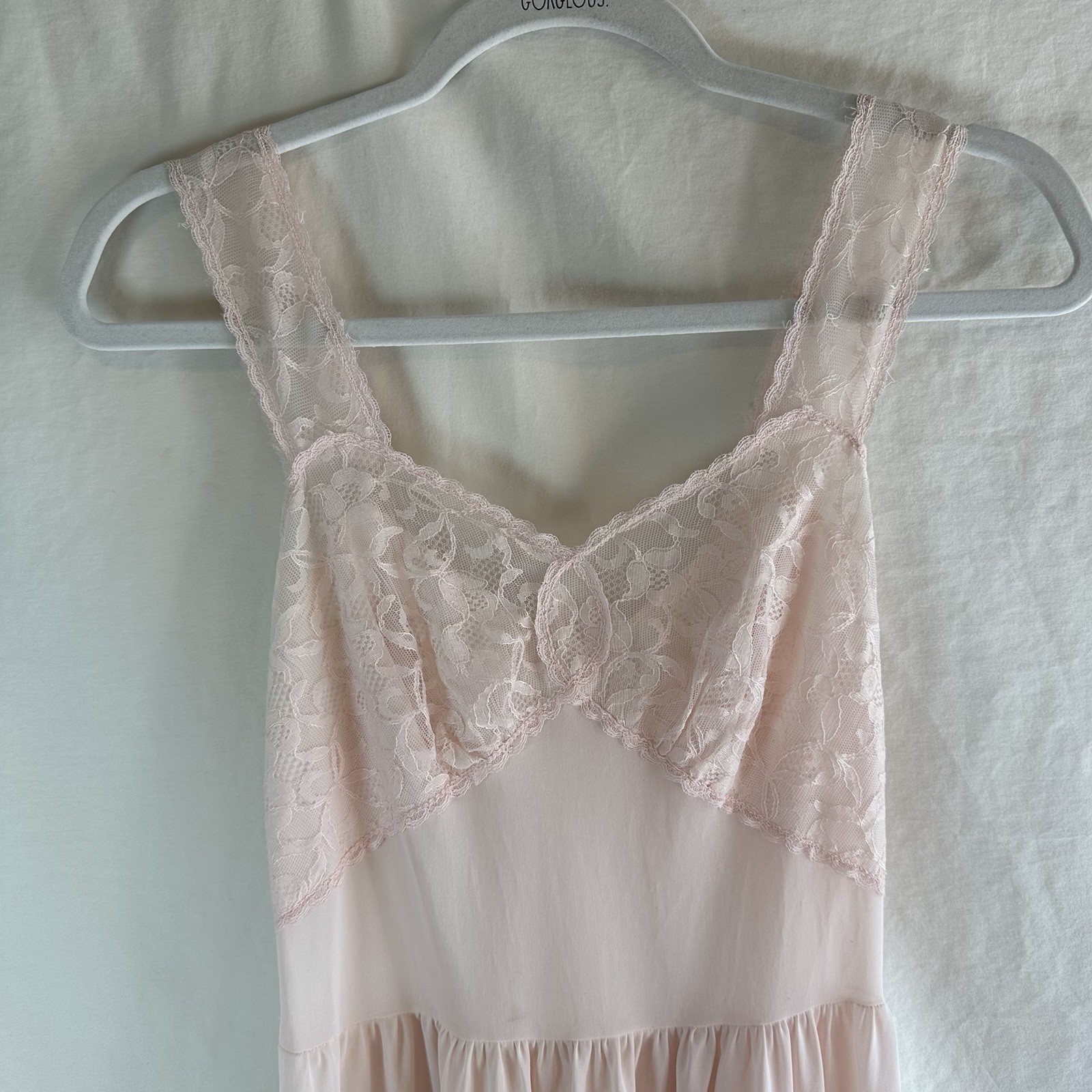 Vintage Dutchmaid 60s Pink Peignoir Set Nylon Sheer Robe & Gown Lace Romantic 14