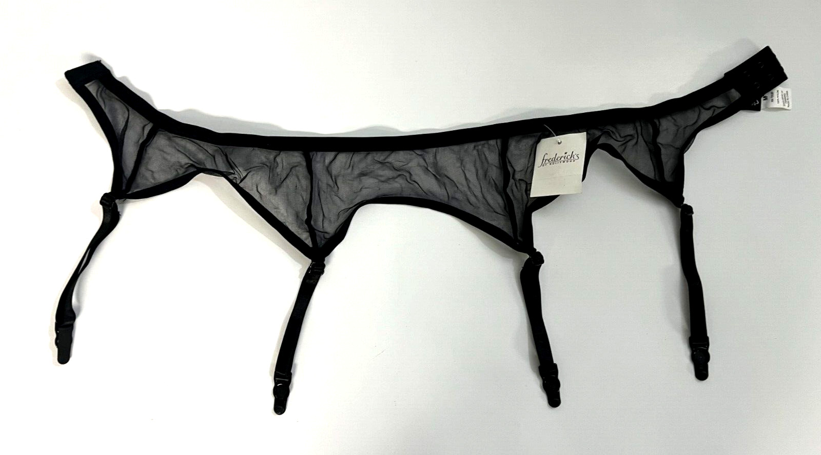 Frederick&rsquo;s of Hollywood Black solid Mesh Garter Belt Garterbelt style 4321