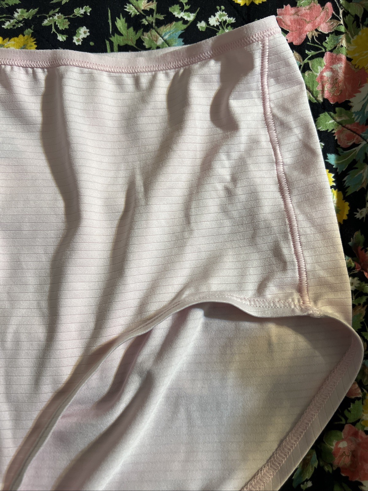 Fruit Of The Loom Nylon Panties Pink Silky Shiny Striped Granny Sz 8 NWOT