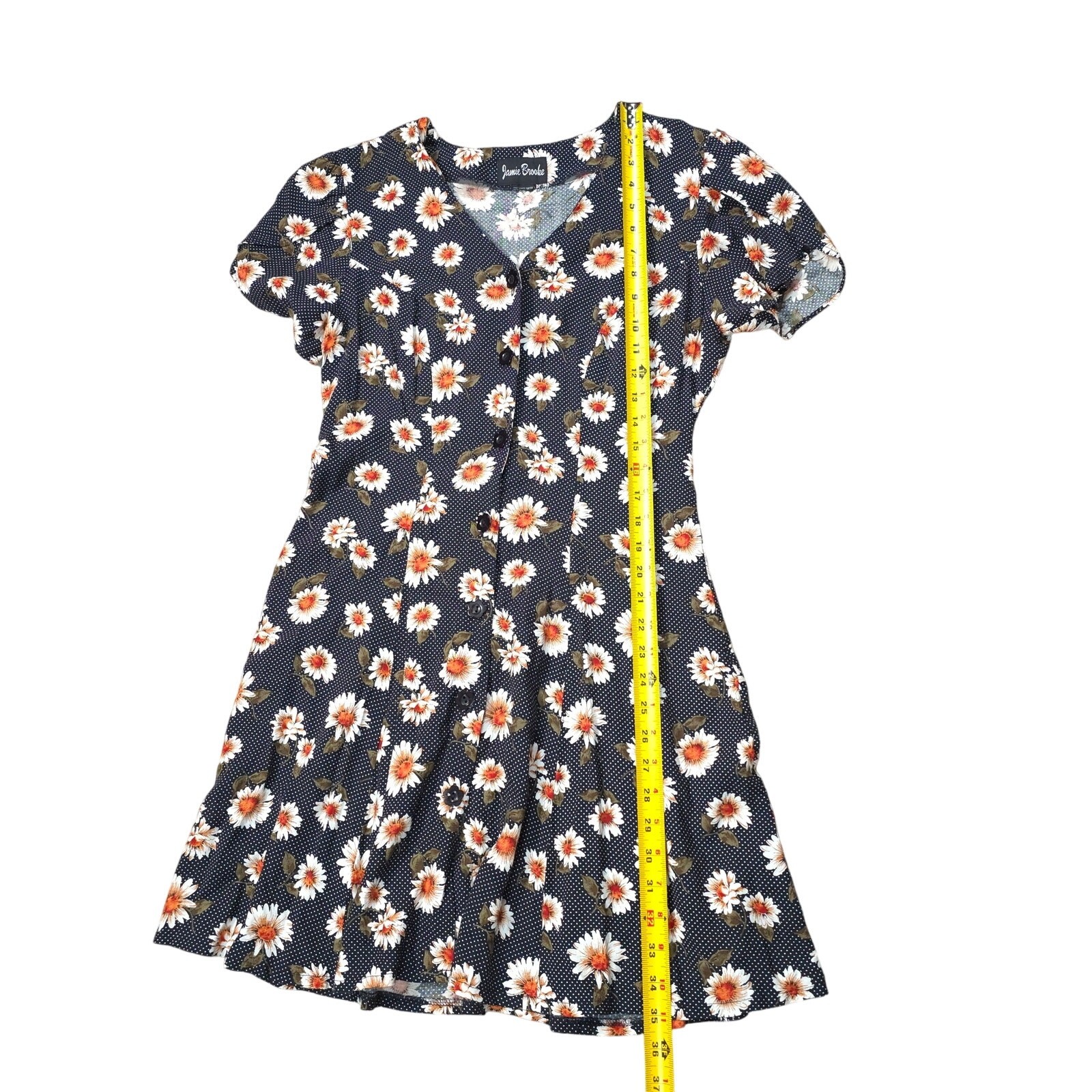 Vintage Jamie Brooke Daisy Floral Button Up Shirt Dress Double Belted Hippie
