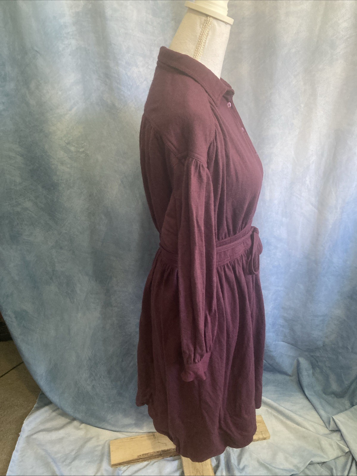 VTG 70s Parade New York Secretary Dress XS Plum Purple Union Made Flannel Feel