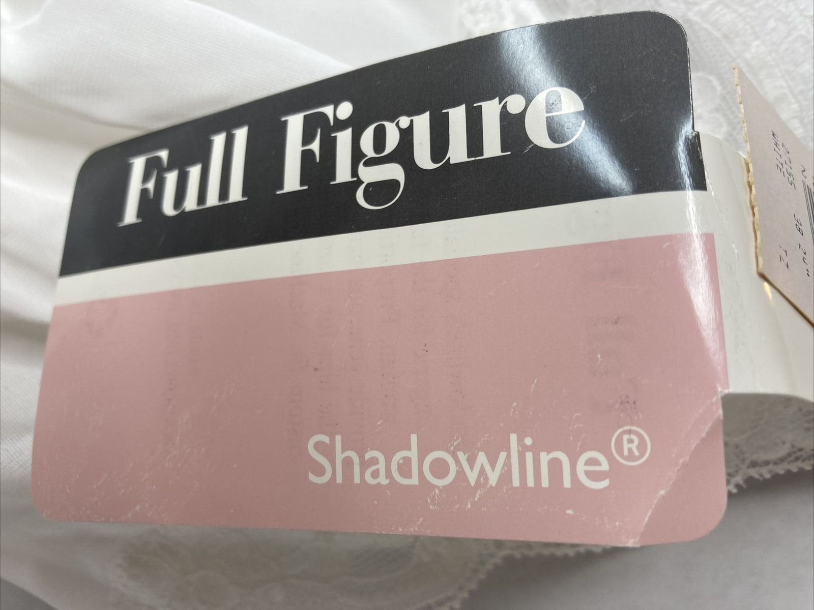 Vintage SHADOWLINE Full Figure White Lace Edge Slip Sz 38 24&Prime; Long