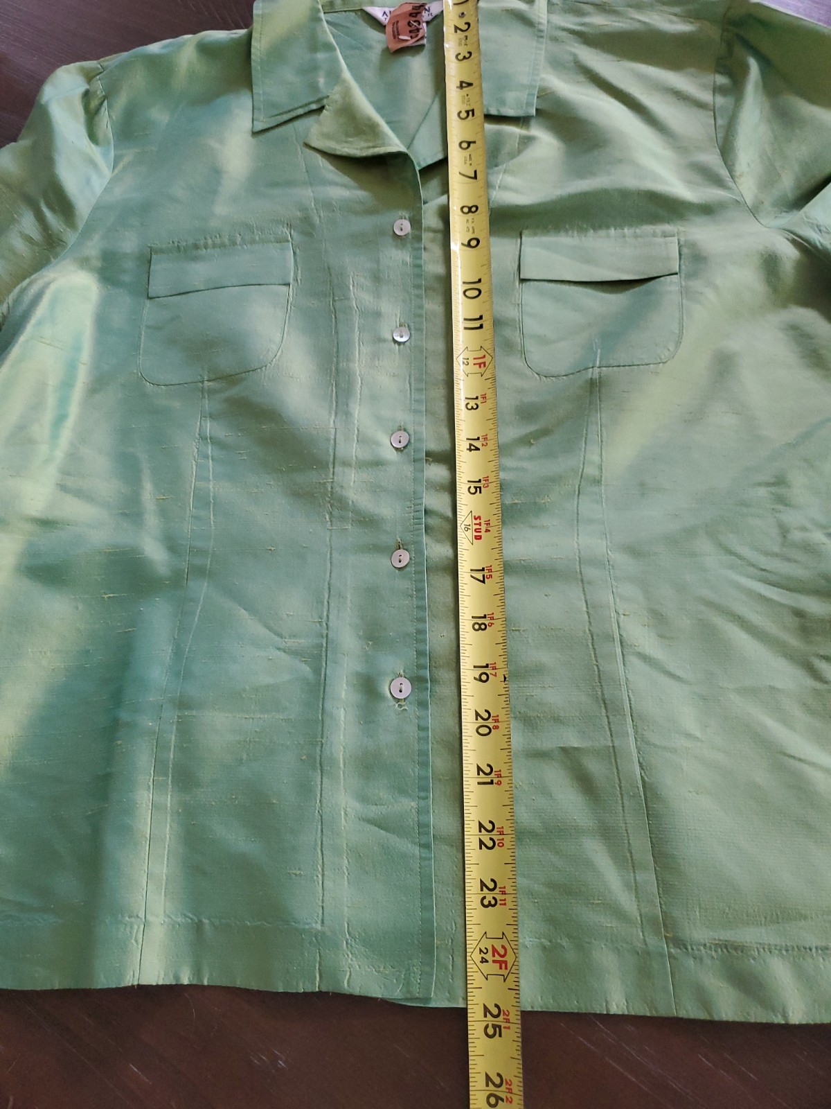 ALLISON TAYLOR Vintage Silk Lime Green 2pc Pant / Jacket Suit Women&rsquo;s XL /14