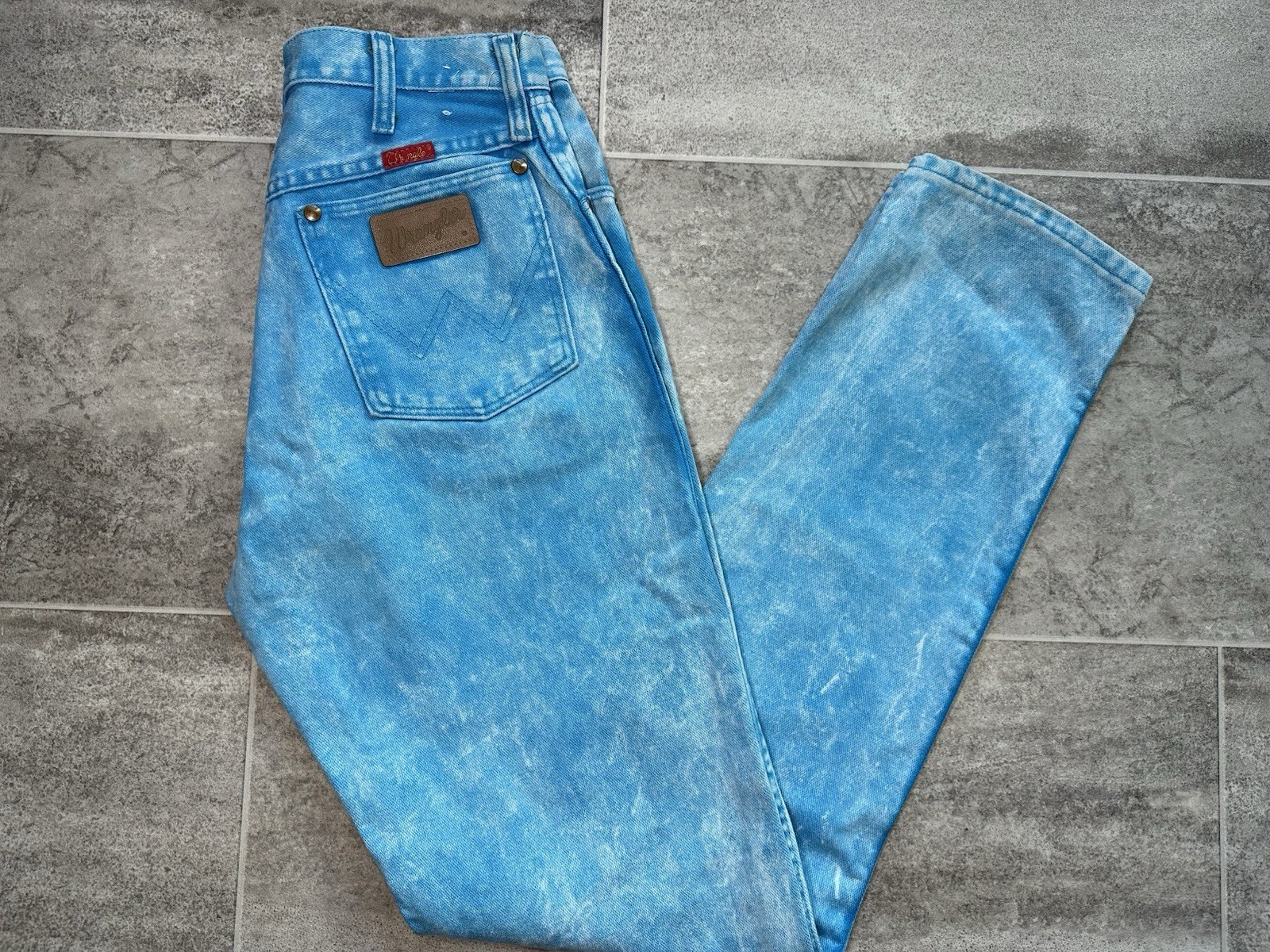 VTG Wranglers Women&rsquo;s Cowboy Cut Slim Fit Acid Wash Blue Style#14MWZHQ Sz 13×34