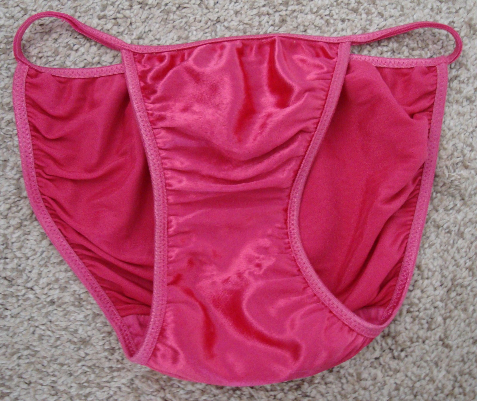 Victoria&rsquo;s Secret S Bright Pink Second Skin Satin String Bikini Vintage 2001