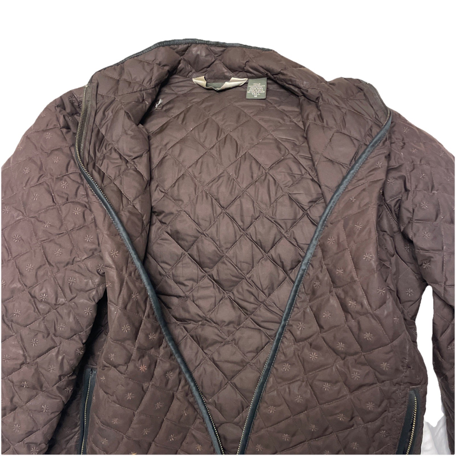 Eddie Bauer Womens Tall M Quilted 100% Goose Down Jacket *See Description