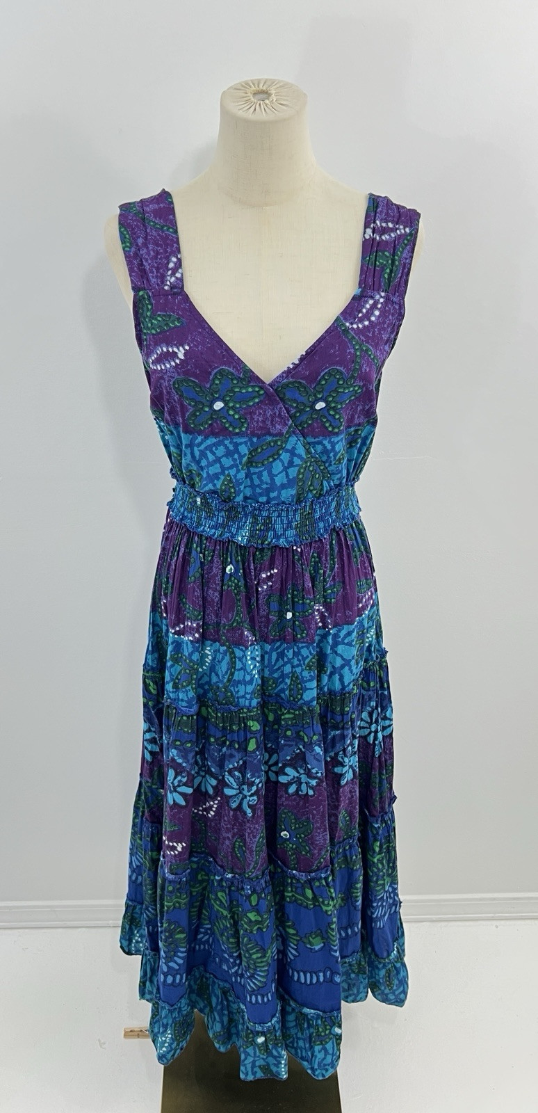 Vintage Phool India Hippy Boho Dress Sleeveless Cotton Sundress COLORFUL Sz M