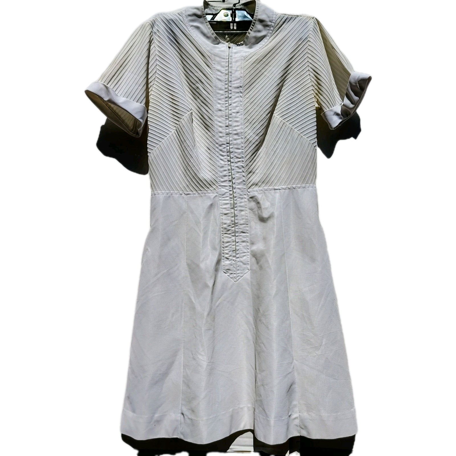 Vintage 1960s 1970s Barco White Mod Uniform Nurse Hospital Textured Women’s