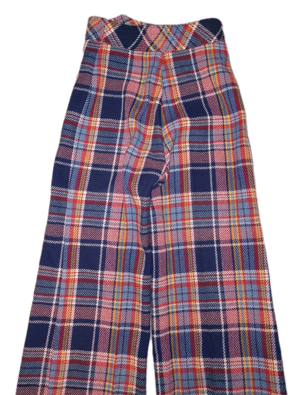 Vintage Bobbie Brooks Bell Bottom Flare Pants Plaid 6 XS 26 X 28.5 Retro Hippie