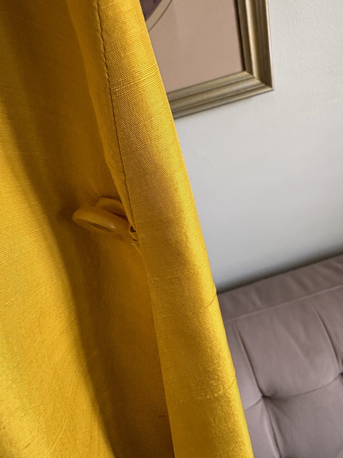 Vintage Bright Yellow Silk? Capelet Jacket with Pearl Buttons